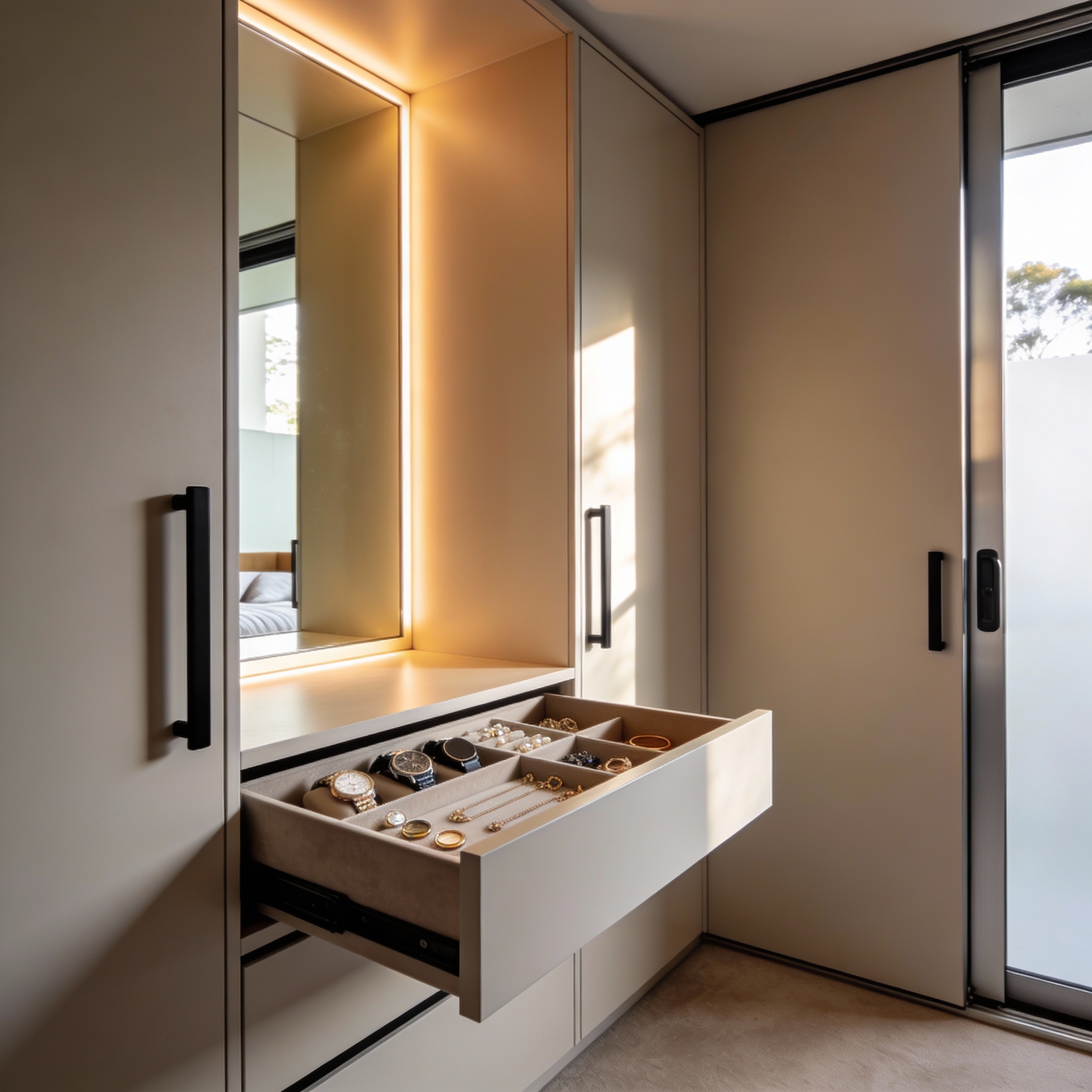 Contemporary walk-in wardrobe